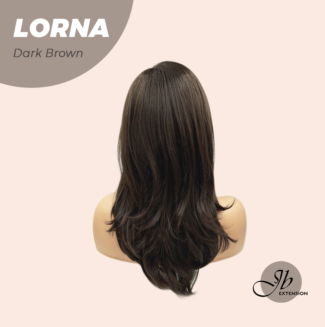 HOT OF SEASON -18 Inches Dark Brown Curly Women Fashion Full Machine Wig With Bangs LORNA DARK BROWN【PLUS PERMATEASE】【BENDY EAR TABS】
