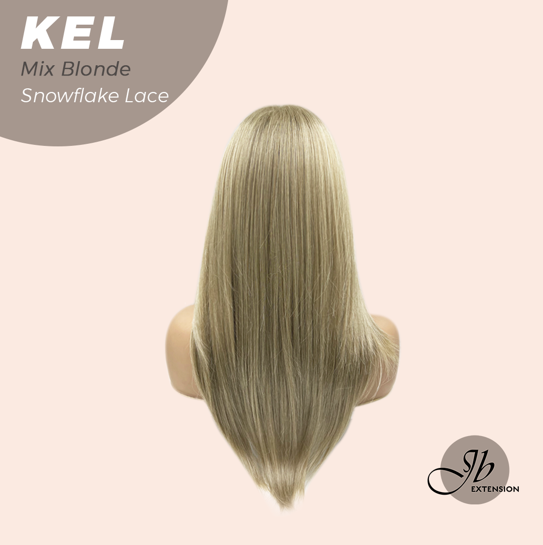JBEXTENSION 22 Inches Mix Blonde Pre-Cut Snowflake Lace Frontlace Glueless Wig KEL MIX BLONDE【PERMATEASE】【BENDY EAR TABS】- S/M