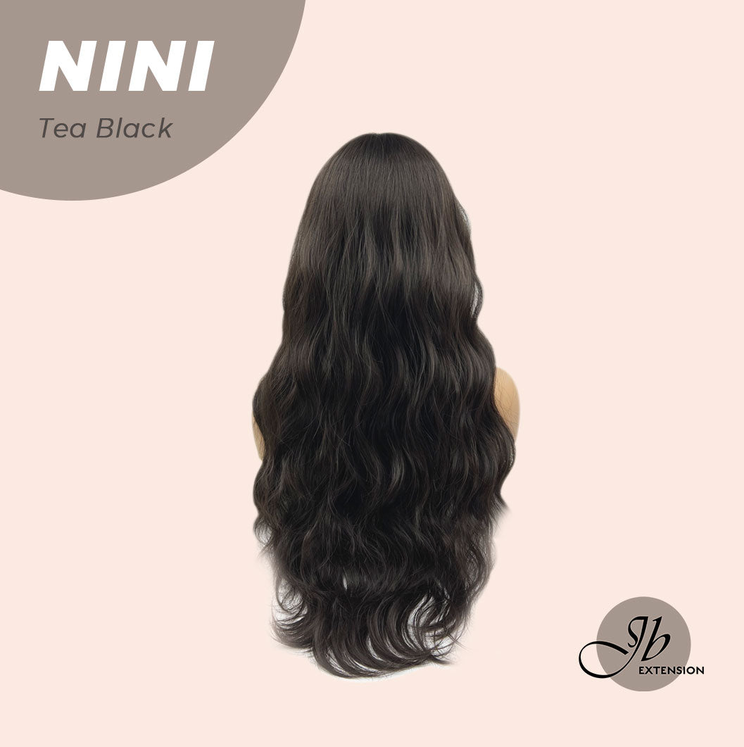 JBEXTENSION 24 Inches Tea Black Darkest Brown Body Wave Wig With Cute Bangs NINI TEA BLACK