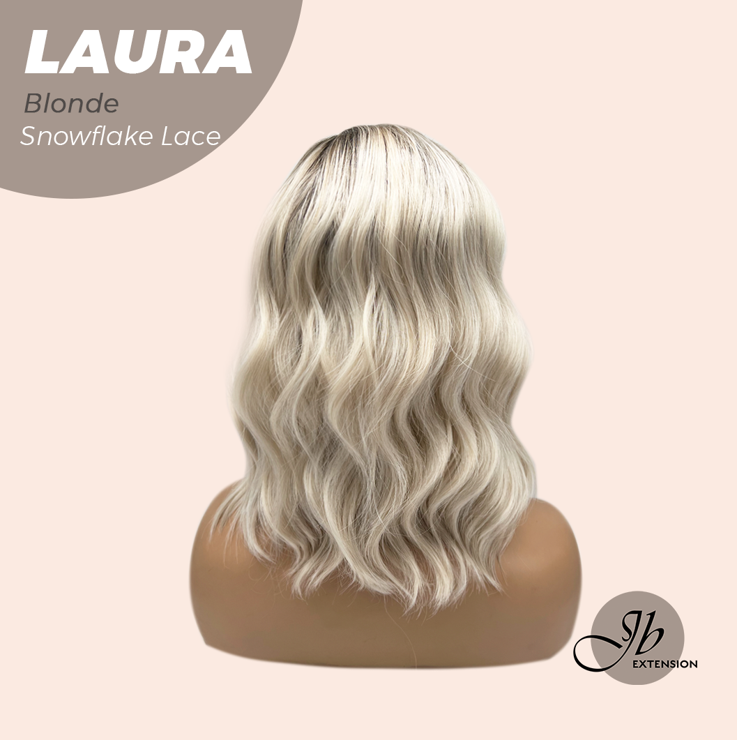 JBEXTENSION 14 Inches Blonde Pre-Cut Side Part Snowflake Lace Frontlace Glueless Wig LAURA SNOWFLAKE【BENDY EAR TABS】- M/L