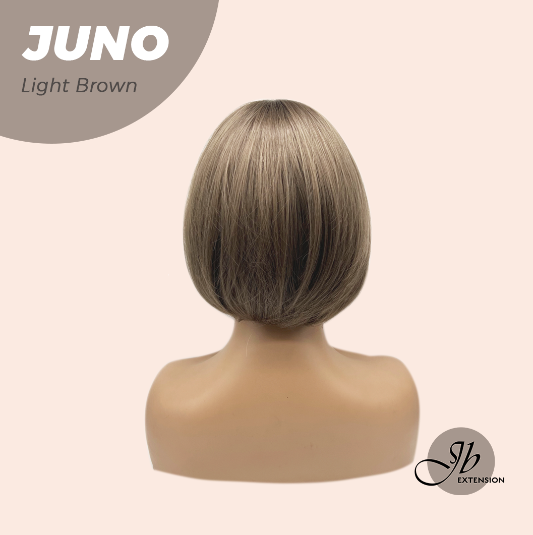 JBEXTENSION 10 Inches Short Light Brown Wig with Bangs JUNO LIGHT BROWN
