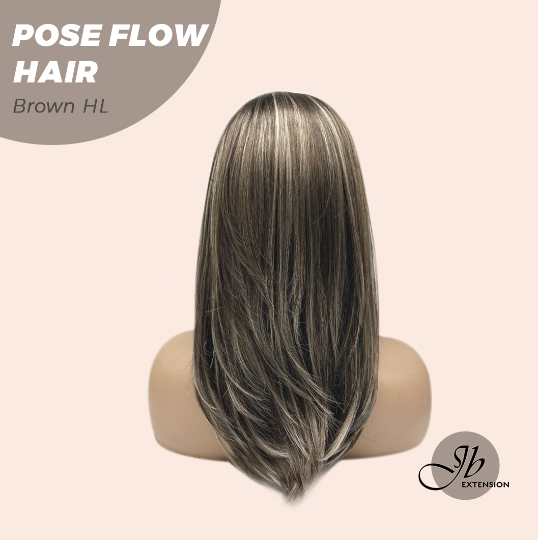 JBEXTENSION 18 Inches Brown with Highlight Headband Wig POSE FLOW HAIR - BROWN HIGHLIGHT