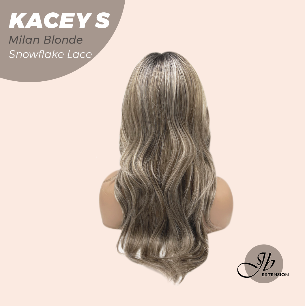 JBEXTENSION 20 Inches Milan Blonde Pre-Cut Snowflake Lace Frontlace Glueless Wig KACEY S MILAN BLONDE【PERMATEASE】【BENDY EAR TABS】