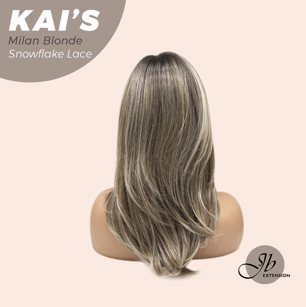 JBEXTENSION 18 Inches Milan Blonde Pre-Cut Snowflake Lace Frontlace Glueless Wig KAI'S MILAN BLONDE【PERMATEASE】【BENDY EAR TABS】- M/L