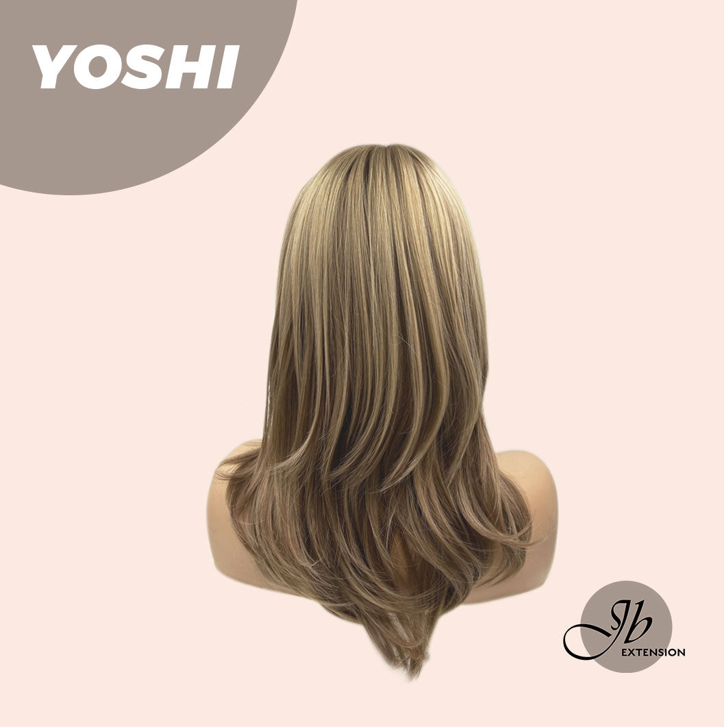 JBEXTENSION 18 Inches Hush Cut Mix Brown Wig With Wispy Bangs YOSHI