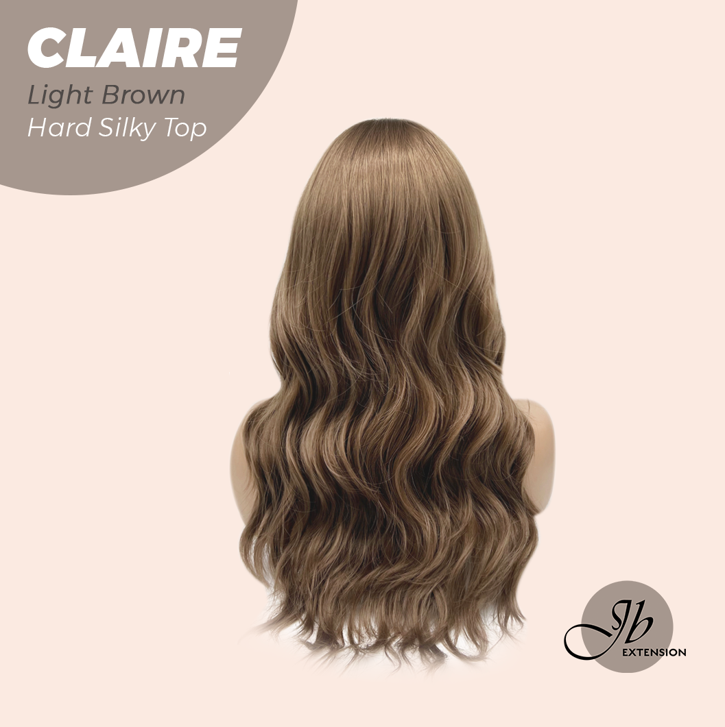 JBEXTENSION 22 Inches Scalpiana Light Brown 3.5X4 Hard Silky Top Natural Scalp Effect Women Wig With Bangs CLAIRE SILKY TOP LIGHT BROWN