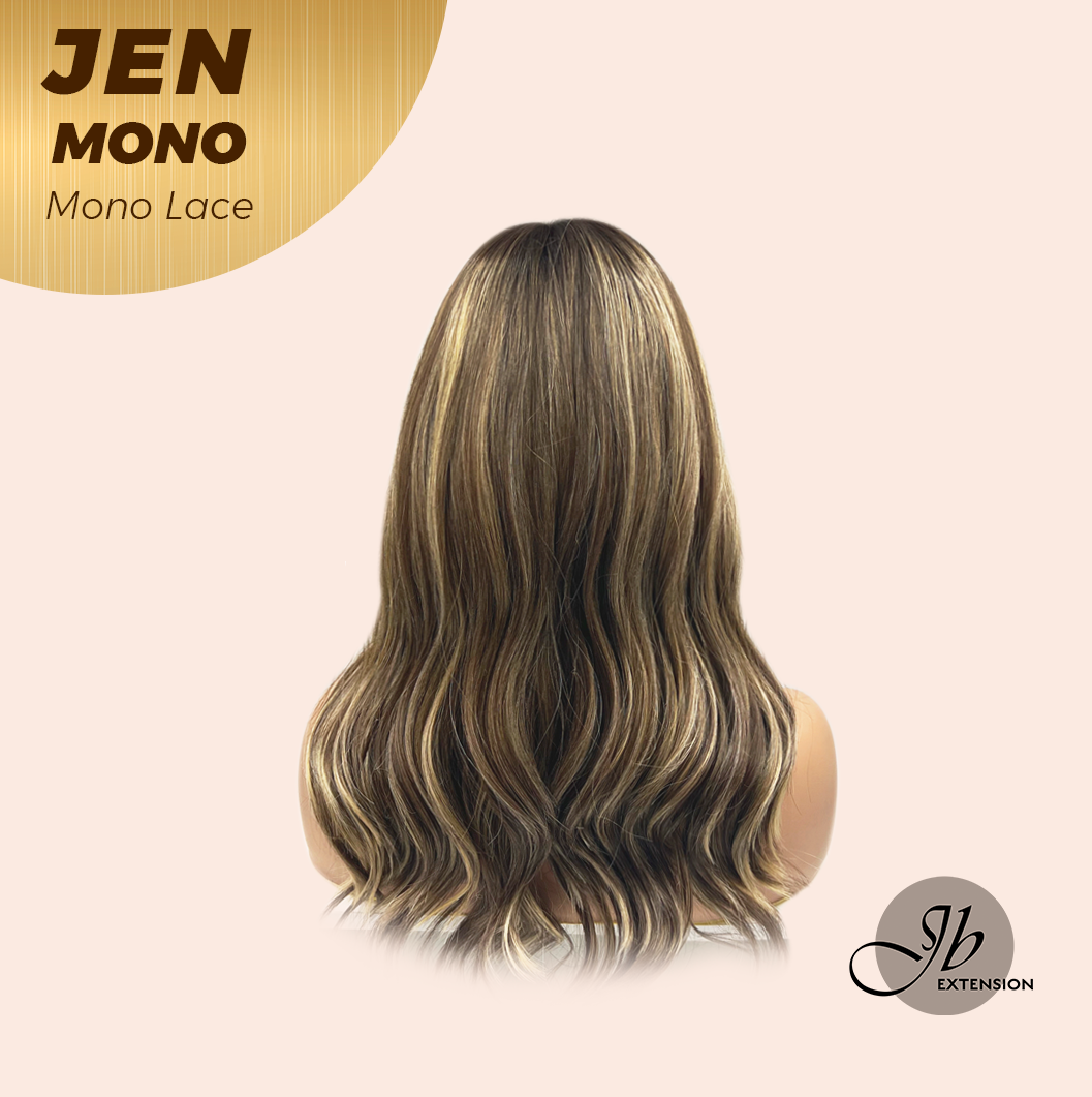 [PRE-ORDER] JBEXTENSION JEN MONO Monofilament Handmade Wig 6X5 Full Monofilament Hand Tied Top Wig 18 Inches Hazelnut Blonde Highlight Mono Lace Wig With Anti-slip Silicone Strips Glueless Wig JEN MONO【BENDY EAR TABS】