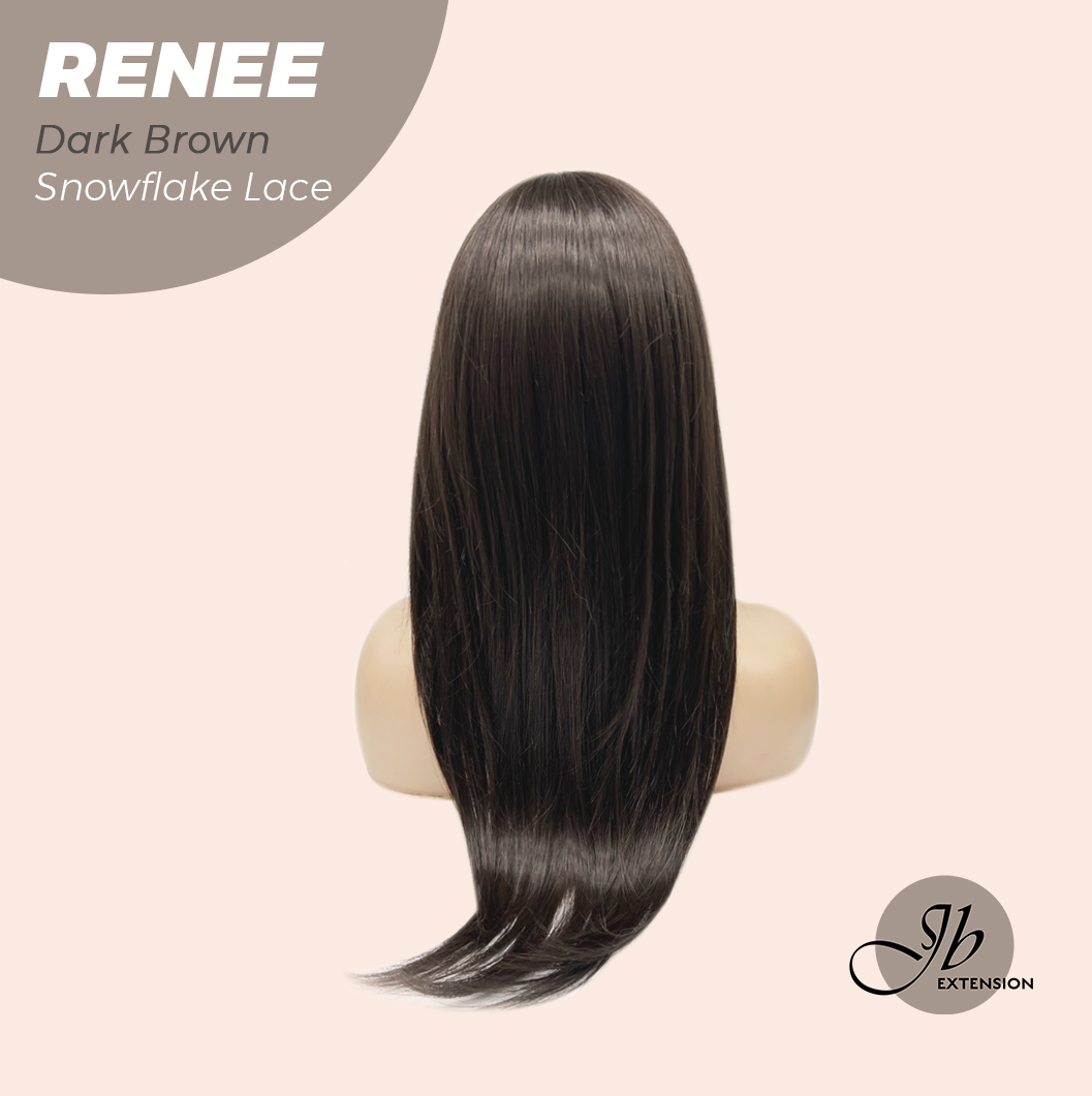 JBEXTENSION 21 Inches Dark Brown Pre-Cut T Part Snowflake Lace Frontlace Glueless Wig RENEE DARK BROWN【BENDY EAR TABS】