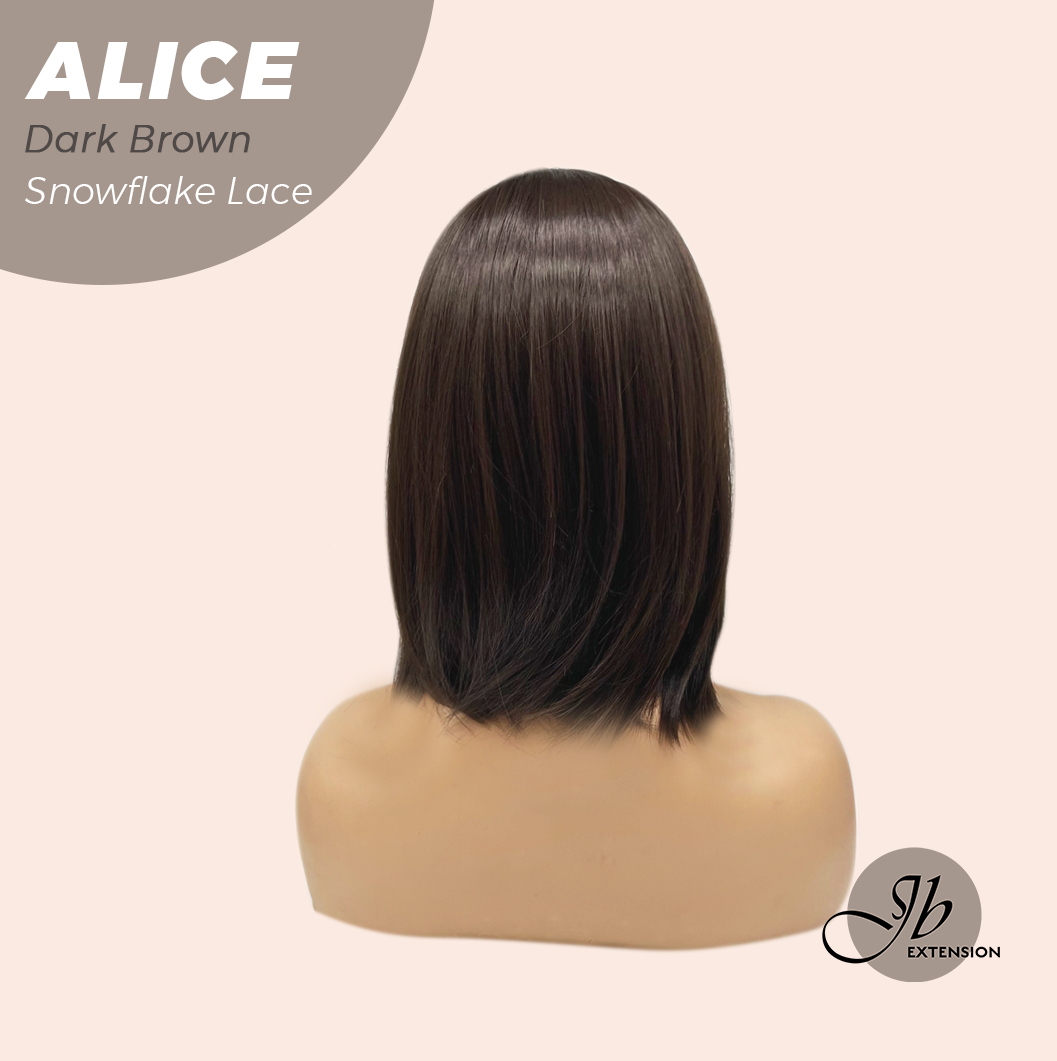 JBEXTENSION 12 Inches Dark Brown Pre-Cut Side Part Snowflake Lace Frontlace Glueless Wig ALICE DARK BROWN【BENDY EAR TABS】