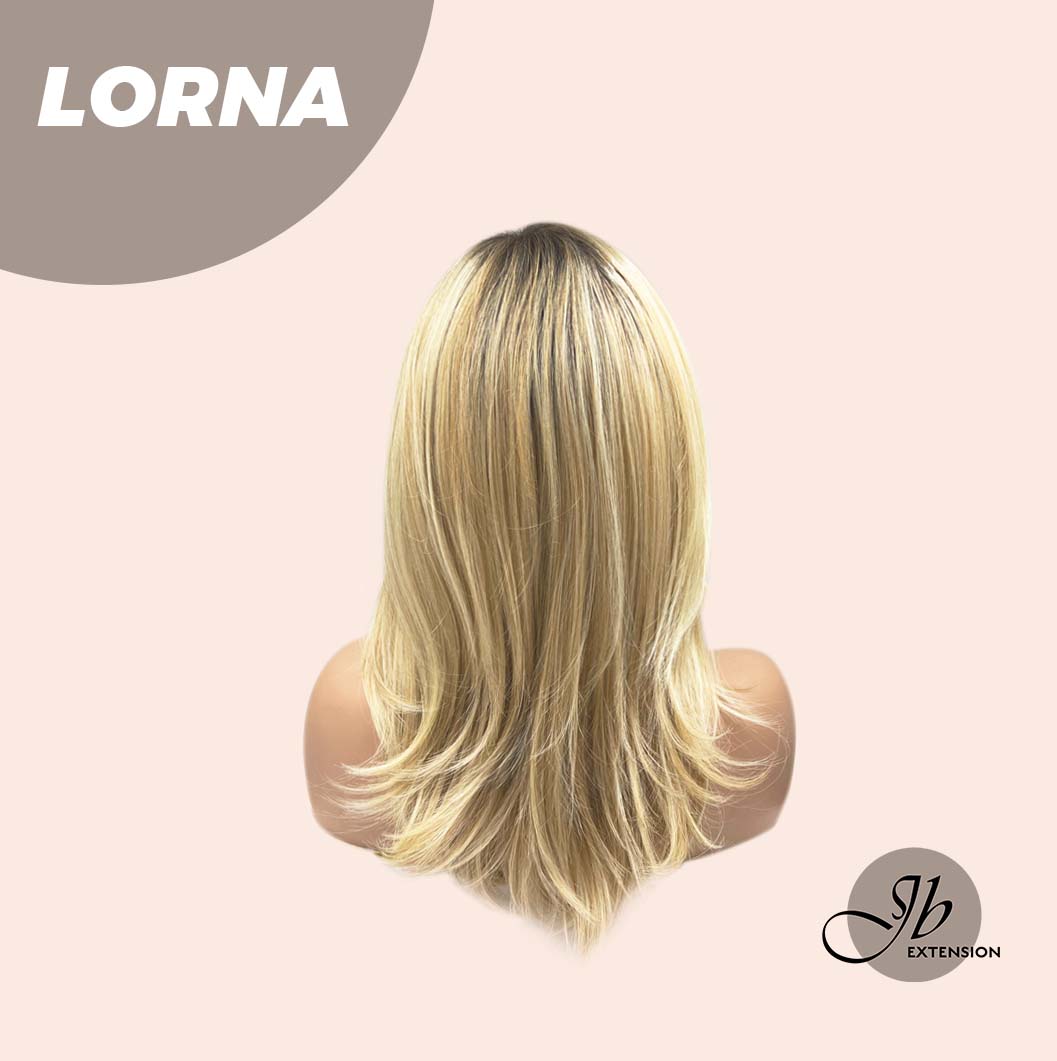 HOT OF SEASON - 18 Inches Blonde Curly Women Fashion Full Machine Wig With Bangs LORNA【PLUS PERMATEASE】【BENDY EAR TABS】