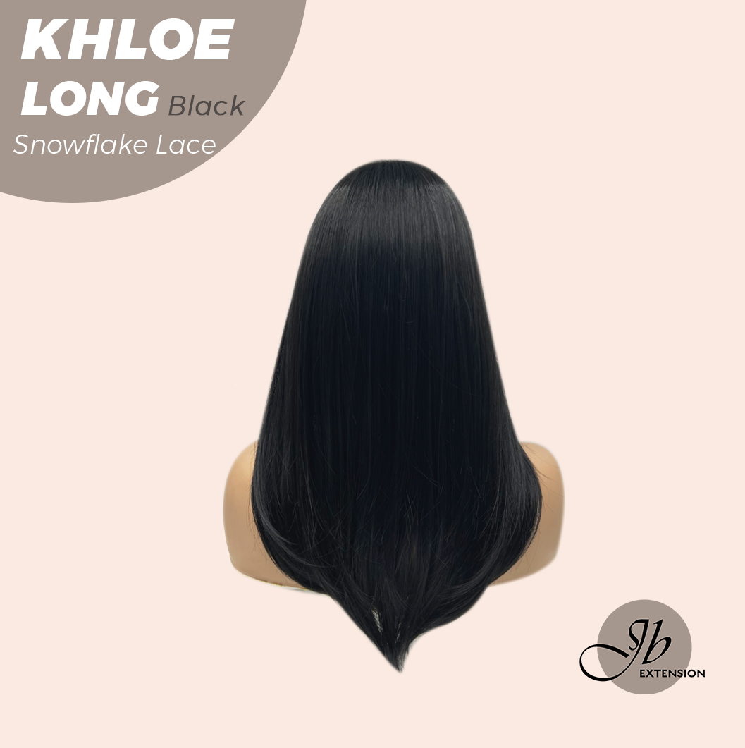 HOT OF SEASON - 18 Inches Black Pre-Cut Snowflake Lace Frontlace Glueless Wig KHLOE LONG BLACK【PERMATEASE】【BENDY EAR TABS】