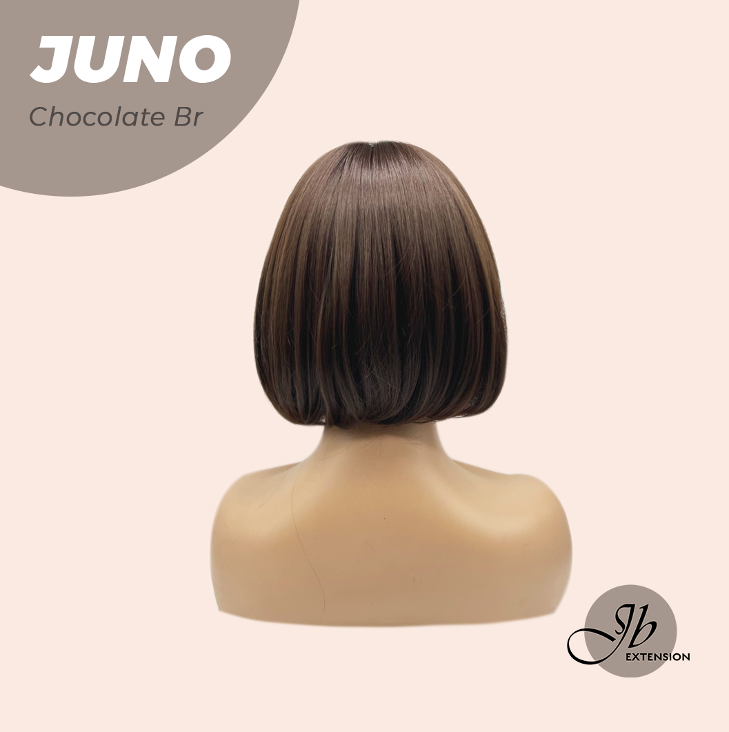 JBEXTENSION 10 Inches Short Chocolate Brown Wig with Bangs JUNO