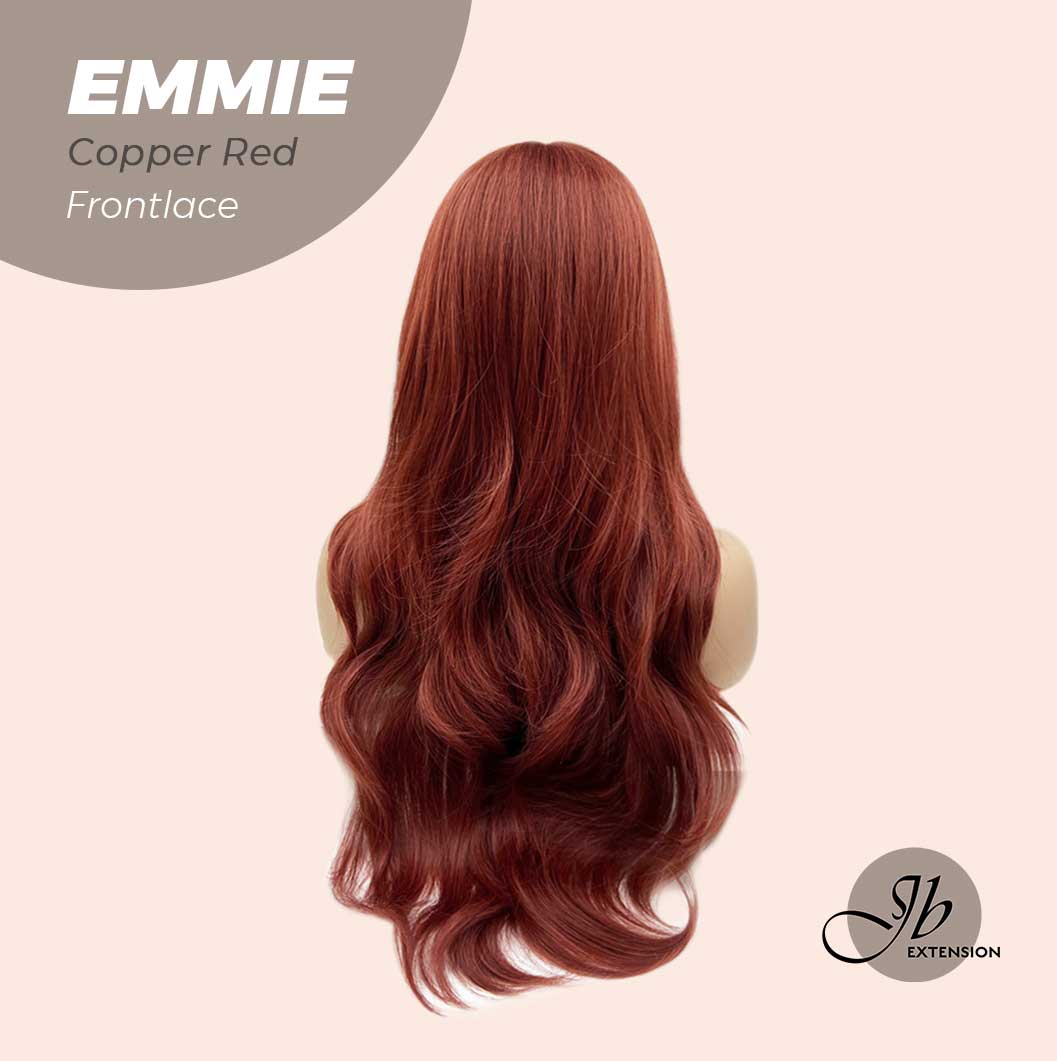 JBEXTENSION 26 Inches Curly Women Copper Red Wig Pre-Cut Frontlace Glueless Wig EMMIE COPPER RED