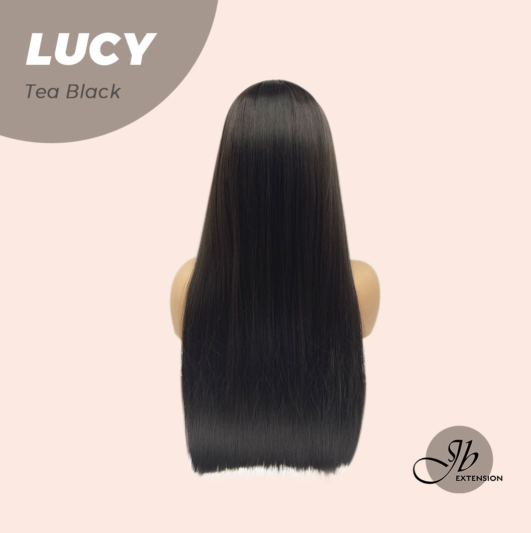 JBEXTENSION 24 Inches Tea Black Darkest Brown Wig With Bangs LUCY TEA BLACK