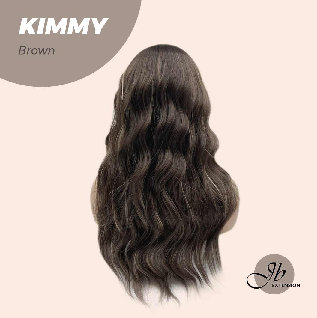 JBEXTENSION 24 Inches Brown With Highlight Body Wave With Bangs Wig KIMMY BROWN