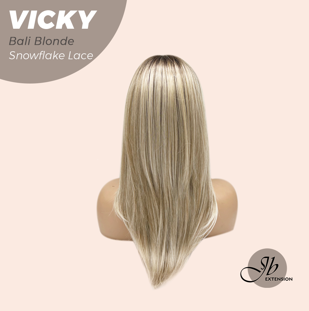 JBEXTENSION 20 Inches Bali Blonde Pre-Cut Snowflake Lace Frontlace Glueless Wig VICKY BALI BLONDE【PERMATEASE】【BENDY EAR TABS】- S/M