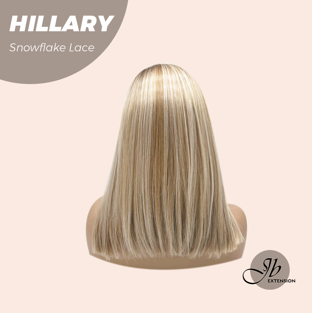 JBEXTENSION 16 Inches Blonde Straight Pre-Cut Side Part Snowflake Lace Frontlace Glueless Wig HILLARY SNOWFLAKE【BENDY EAR TABS】- S/M