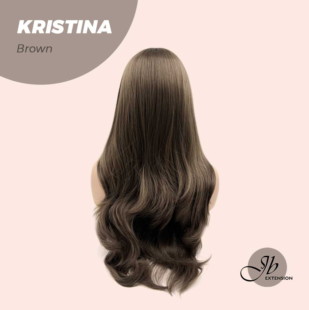 JBEXTENSION 25 Inches Brown Curly Wig With Full Bangs KRISTINA BROWN