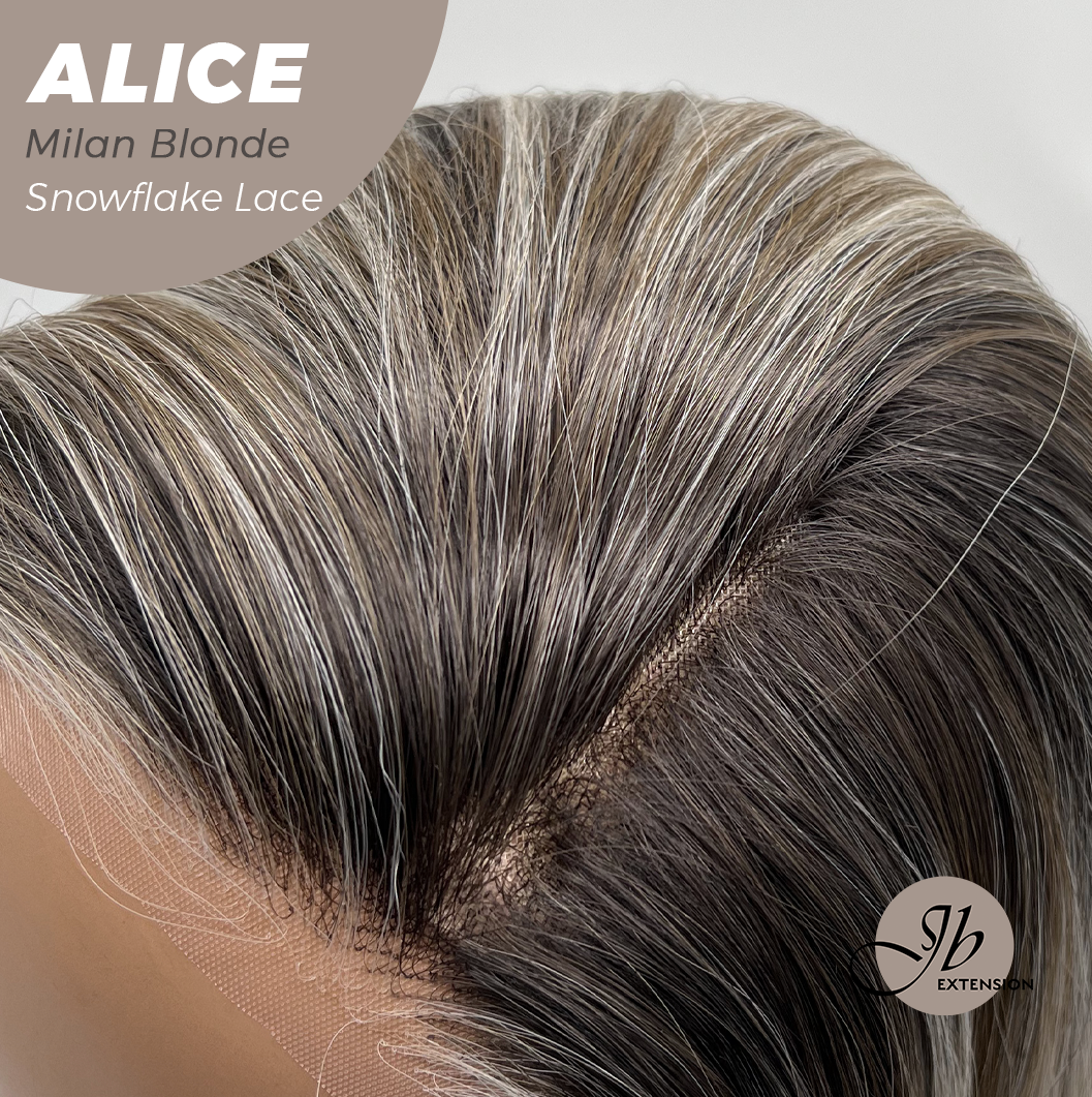 JBEXTENSION 12 Inches Milan Blonde Pre-Cut Side Part Snowflake Lace Frontlace Glueless Wig ALICE MILAN BLONDE【BENDY EAR TABS】- S/M