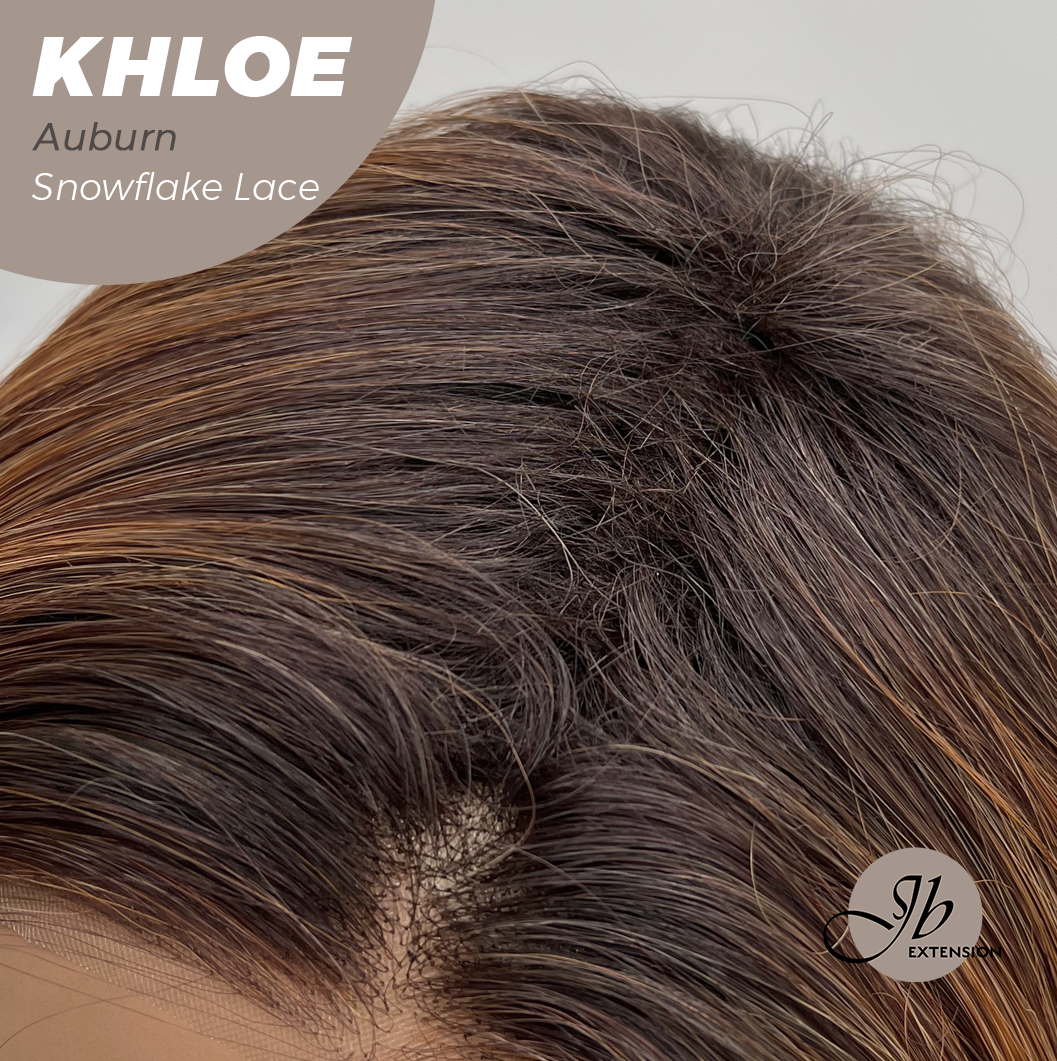 JBEXTENSION 12 Inches Bob Cut Auburn Pre-Cut Snowflake Lace Frontlace Glueless Wig KHLOE AUBURN【PERMATEASE】【BENDY EAR TABS】- M/L