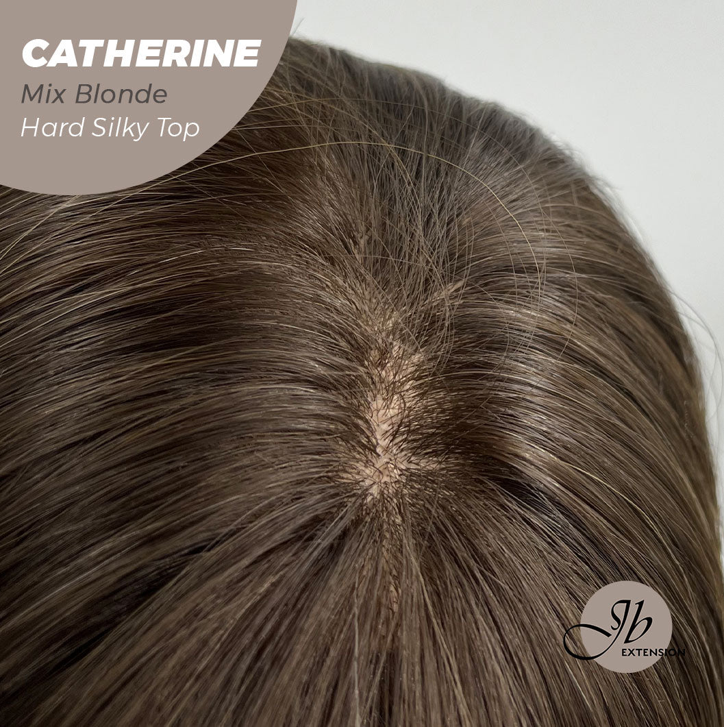 JBEXTENSION 25 Inches Scalpiana Mix Blonde 3.5X4 Hard Silky Top Natural Scalp Effect Wig With Bangs CATHERINE MIX BLONDE