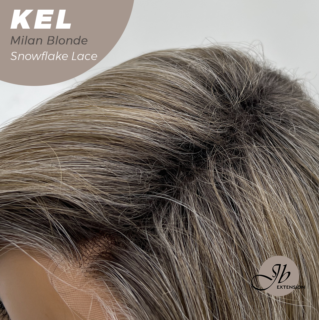 JBEXTENSION 22 Inches Milan Blonde Pre-Cut Snowflake Lace Frontlace Glueless Wig KEL MILAN BLONDE【PERMATEASE】【BENDY EAR TABS】- M/L