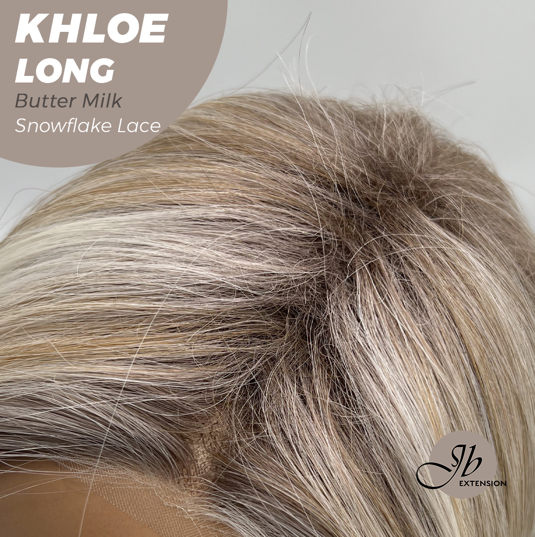 JBEXTENSION 18 Inches Butter Milk Pre-Cut Snowflake Lace Frontlace Glueless Wig KHLOE LONG BUTTER MILK【PERMATEASE】【BENDY EAR TABS】- M/L