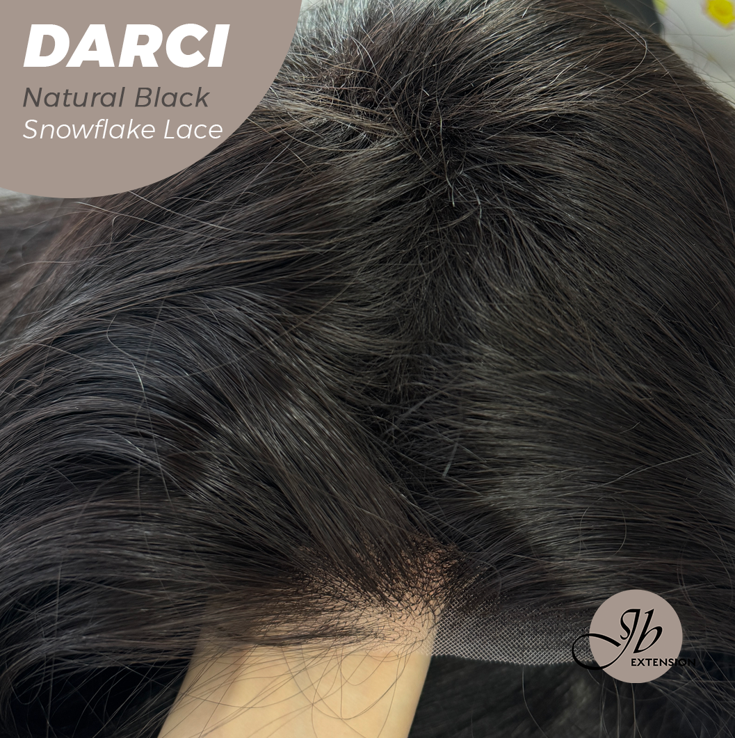JBEXTENSION 25 Inches Natural Black Pre-Cut Snowflake Lace Frontlace Glueless Wig DARCI NATURAL BLACK【PERMATEASE】【BENDY EAR TABS】