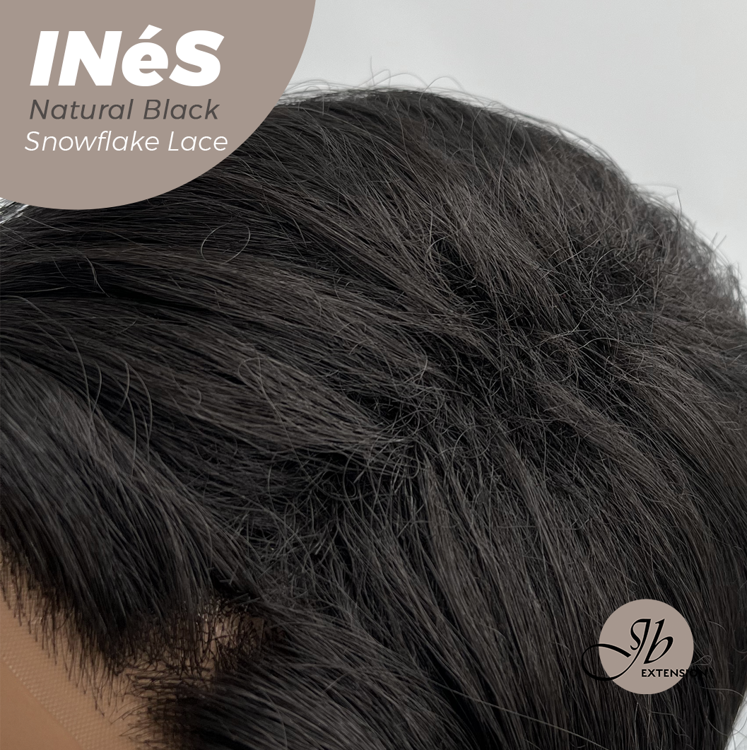 JBEXTENSION 22 Inches Natural Black Pre-Cut Snowflake Lace Frontlace Glueless Wig INéS NATURAL BLACK【PERMATEASE】【BENDY EAR TABS】