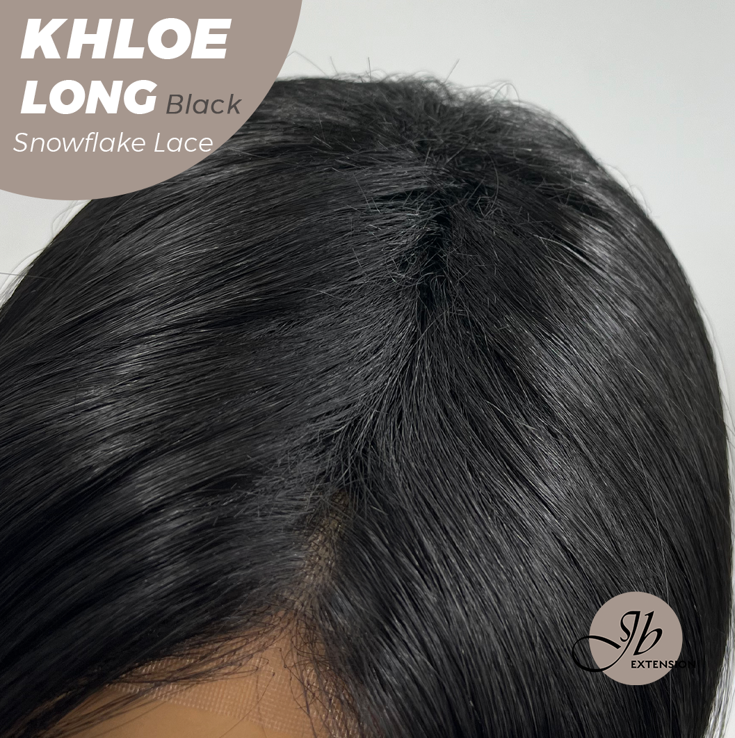 HOT OF SEASON - 18 Inches Black Pre-Cut Snowflake Lace Frontlace Glueless Wig KHLOE LONG BLACK【PERMATEASE】【BENDY EAR TABS】