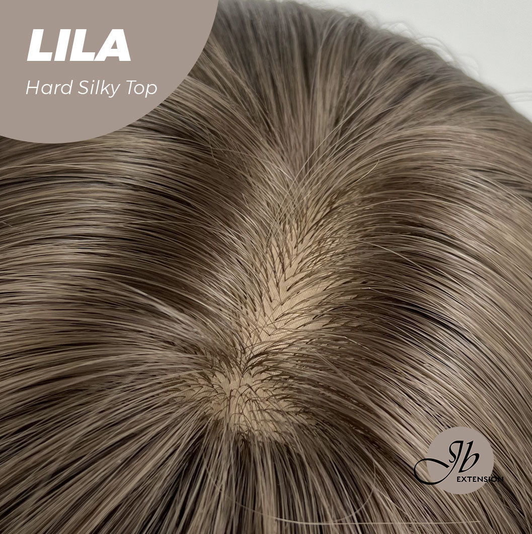 JBEXTENSION 20 Inches Scalpiana Cold Brown Wolf Cut 3.5X4 Hard Silky Top Natural Scalp Effect Wig With Bangs LILA