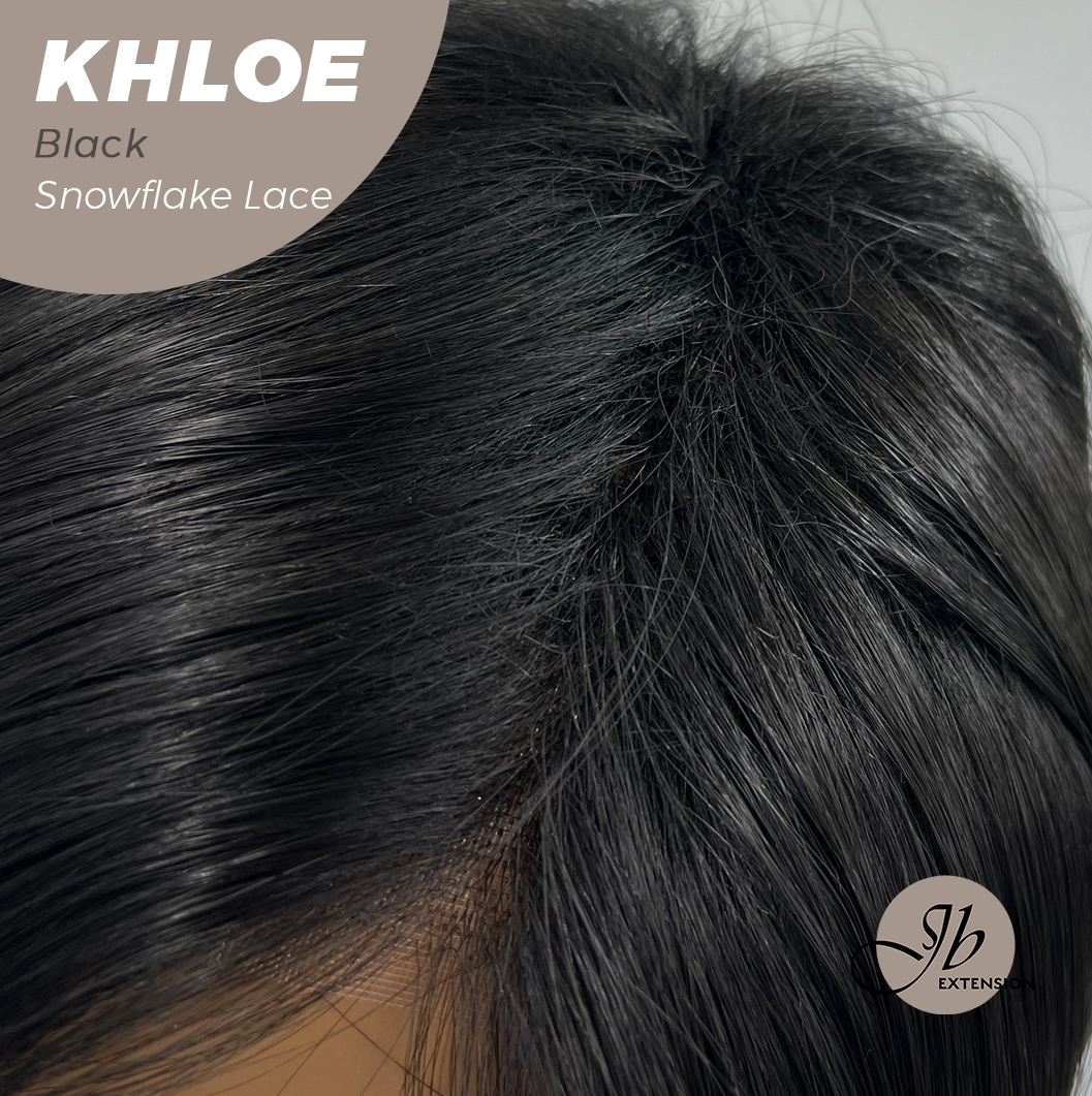 JBEXTENSION 12 Inches Bob Cut Black Pre-Cut Snowflake Lace Frontlace Glueless Wig KHLOE BLACK【PERMATEASE】【BENDY EAR TABS】