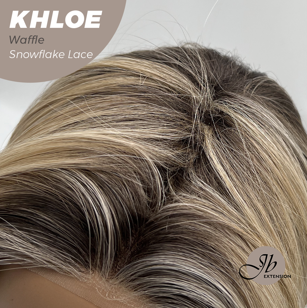 JBEXTENSION 12 Inches Bob Cut Waffle Pre-Cut Snowflake Lace Frontlace Glueless Wig KHLOE WAFFLE【PERMATEASE】【BENDY EAR TABS】- M/L