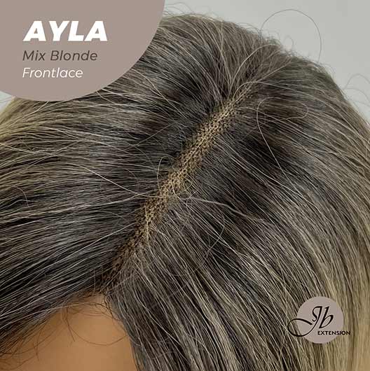 JBEXTENSION 24 Inches Body Wave Mix Blonde With Dark Root Pre-Cut Frontlace Glueless Wig AYLA MIX BLONDE
