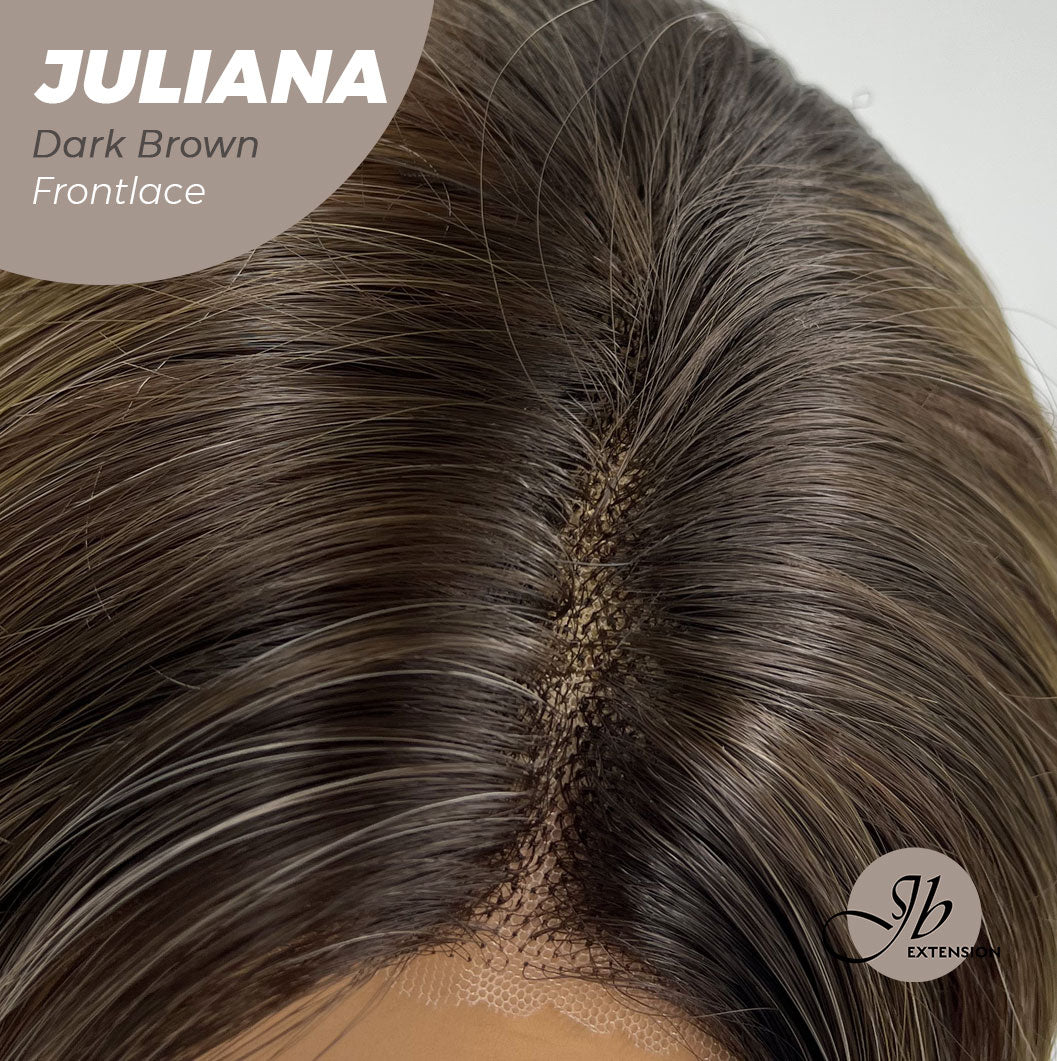 JBEXTENSION 26 Inches Wolf Cut Brown With Highlight Frontlace Glueless Wig JULIANA DARK BROWN