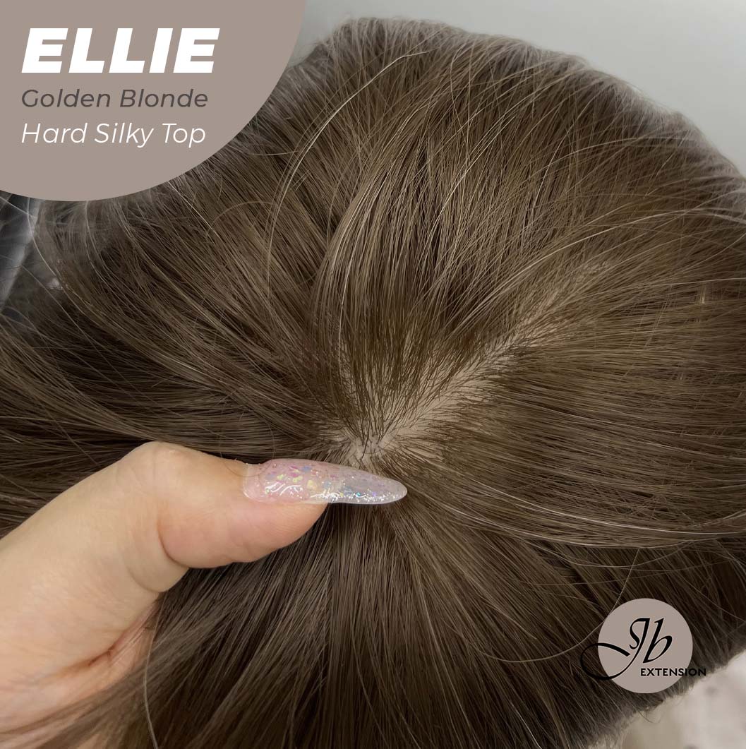 JBEXTENSION 26 Inches Scalpiana Golden Blonde Wolf Cut 3.5X4 Hard Silky Top Natural Scalp Effect Wig With Bangs ELLIE Golden BLONDE Silk Top