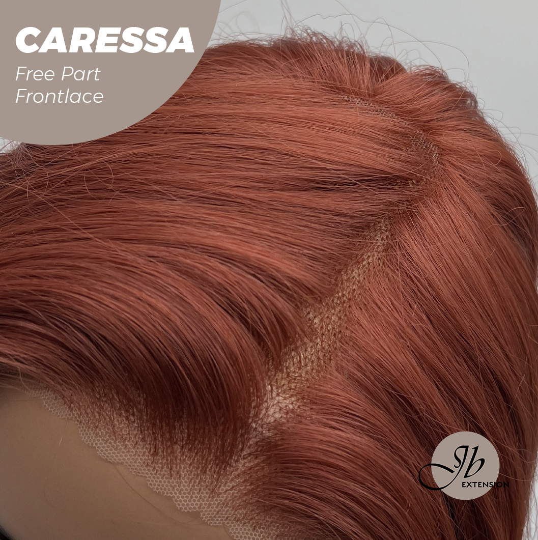 Nichole's Selection - 22 Inches Copper Curly Wave Free Part Frontlae Glueless Wig CARESSA