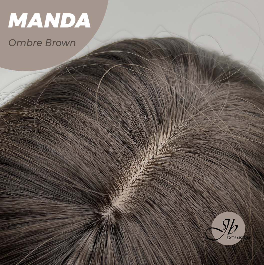JBEXTENSION 26 Inches Long Ombre Brown Body Wave With Bangs MANDA OMBRE BROWN