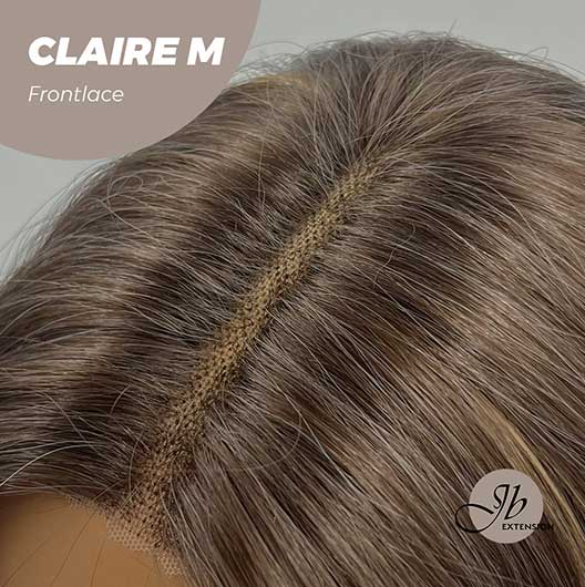 CLAIRE LACE M - 22 Inches Body Wave Brown With Highlight Pre-Cut Frontlace Glueless Wig