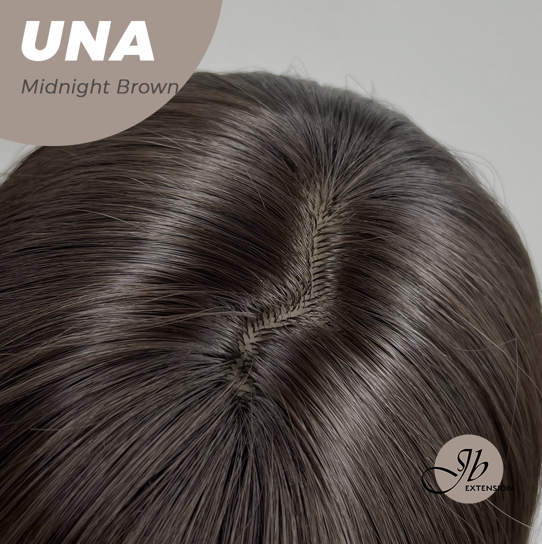JBEXTENSION 22 Inches Midnight Brown( Black/Brown) Wave With Bangs Wig UNA MIDNIGHT BROWN ( Black/Brown)