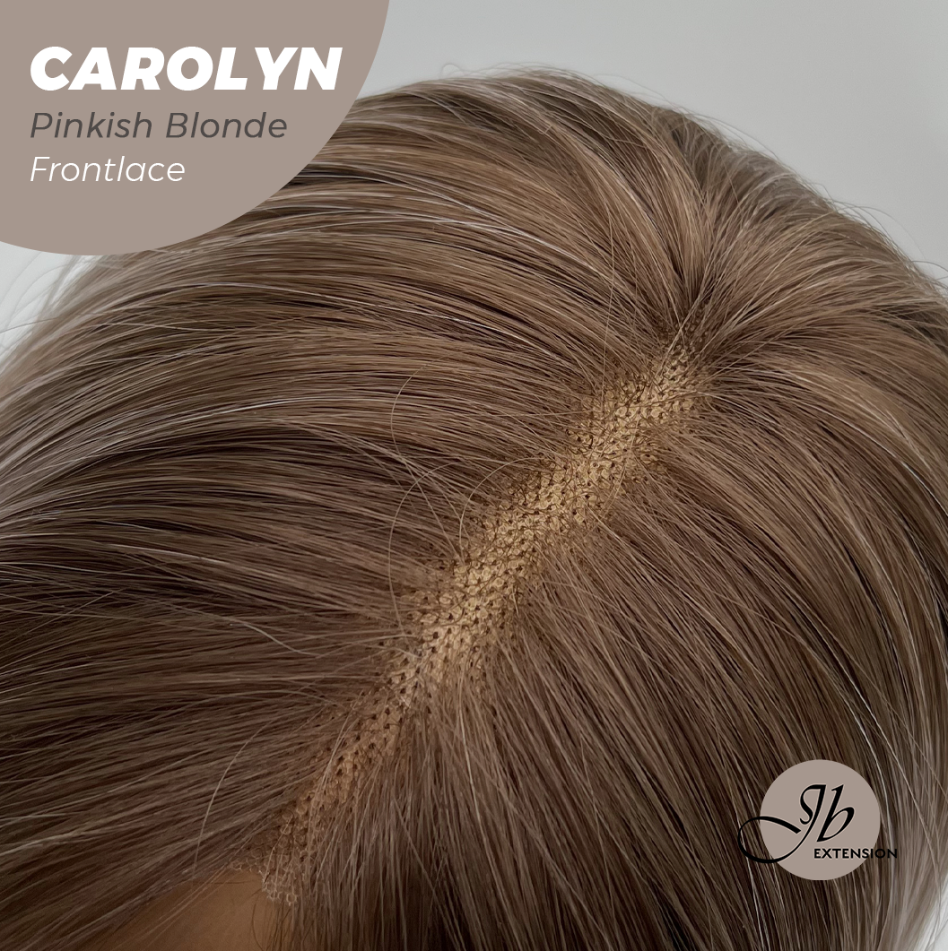 JBEXTENSION 26 Inches Straight Pinkish Blonde Highlight Pre-Cut Frontlace Glueless Wig CAROLYN