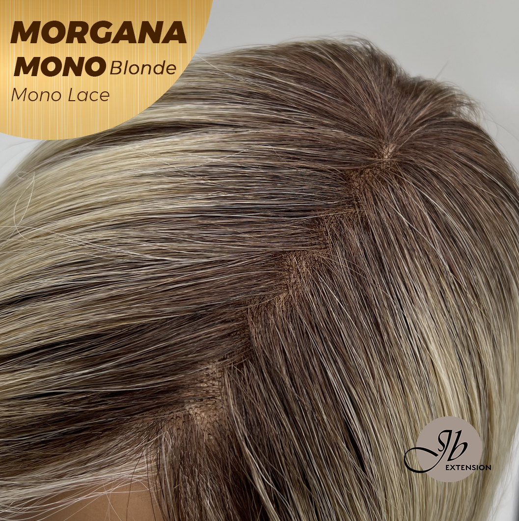 JBEXTENSION MORGANA MONO Monofilament Handmade Wig 6X5 Full Monofilament Hand Tied Top Wig 13 Inches Blonde Mono Lace Wig With Anti-slip Silicone Strips Glueless Wig MORGANA MONO LONDE【BENDY EAR TABS】