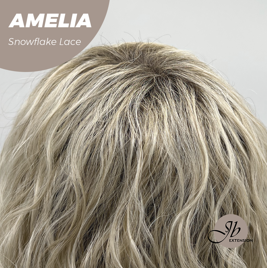 JBEXTENSION 13 Inches Deep Curly Blonde Pre-Cut Snowflake Lace Frontlace Glueless Wig AMELIA【PERMATEASE】【BENDY EAR TABS】