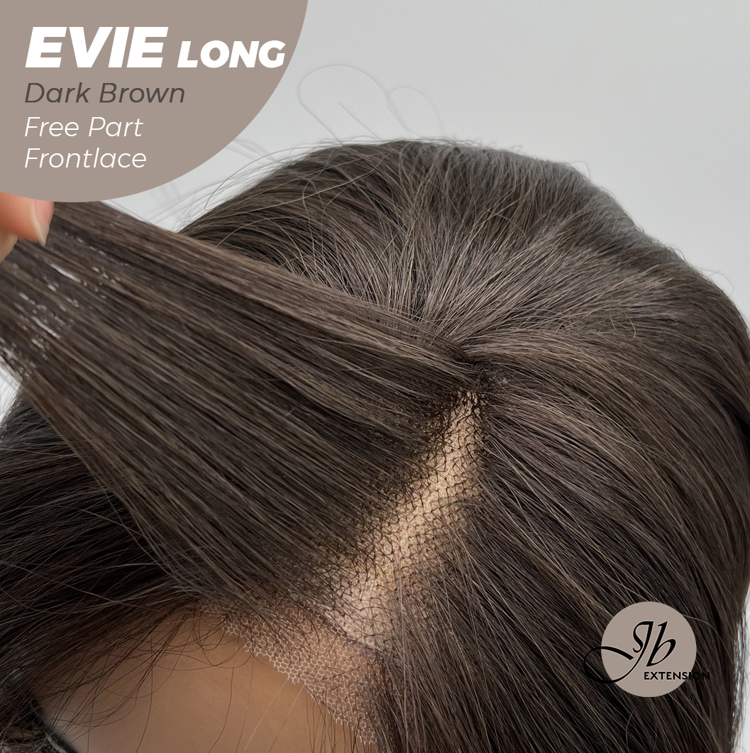 JBEXTENSION 26 Inches Dark Brown Pre-Cut Free Part Frontlace Glueless Wig EVIE LONG