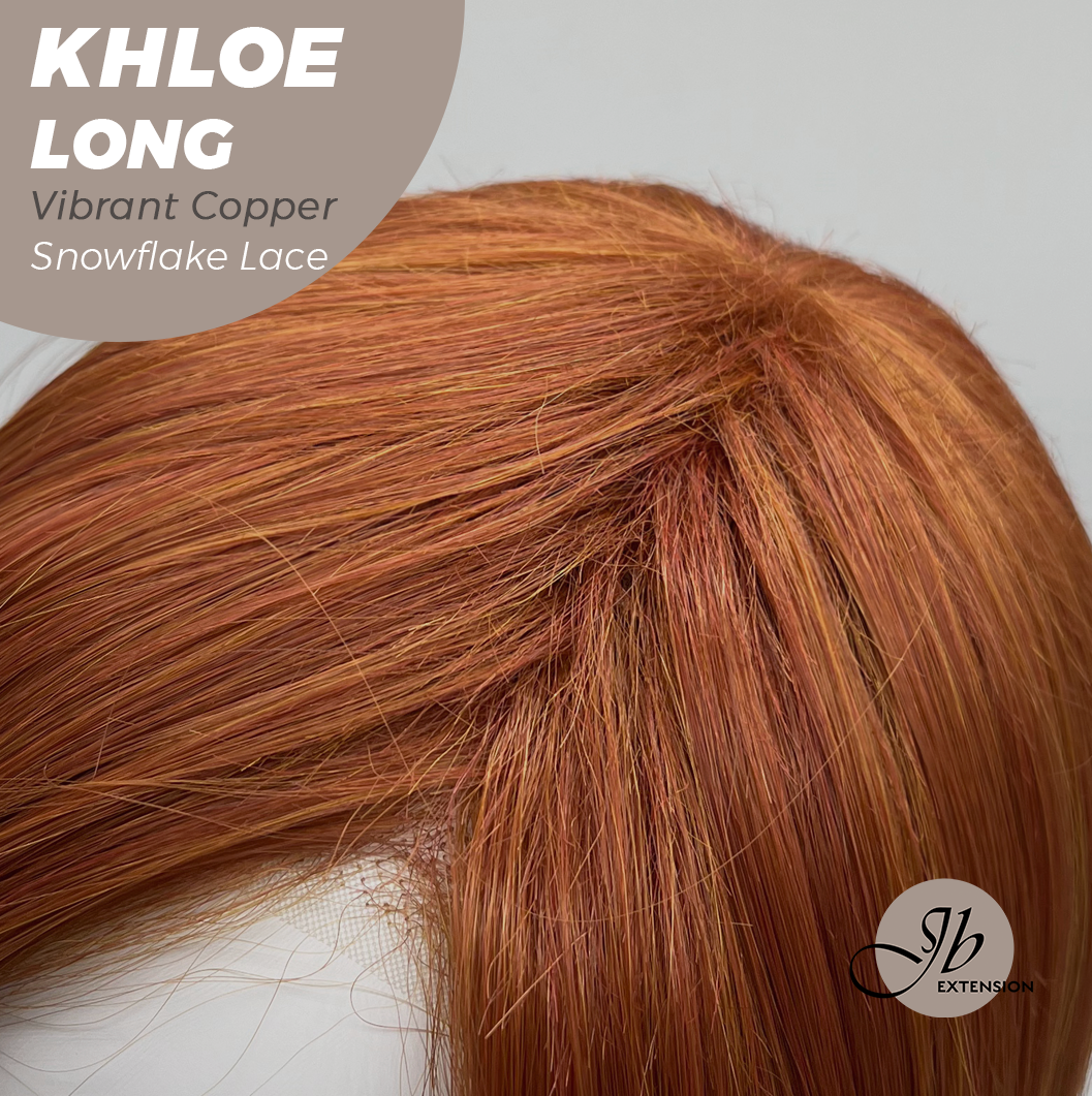 JBEXTENSION 18 Inches Vibrant Copper Pre-Cut Snowflake Lace Frontlace Glueless Wig KHLOE LONG VIBRANT COPPER【PERMATEASE】【BENDY EAR TABS】