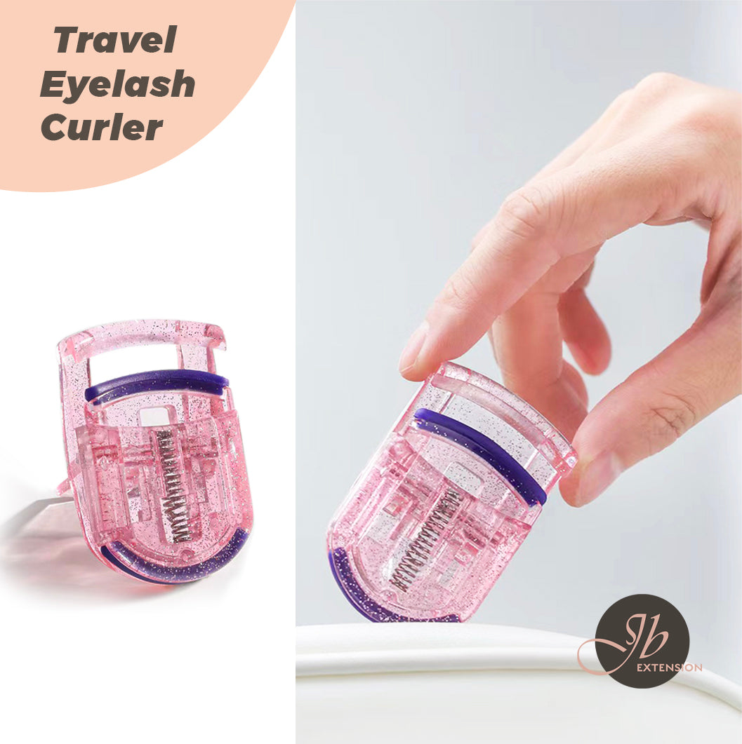 JBextension Travel Eyelash Curler, Pink - Plastic Eyelash Curlers for Travel Makeup - Comes with Bonus Replacement Lash Pad - 1 Pack