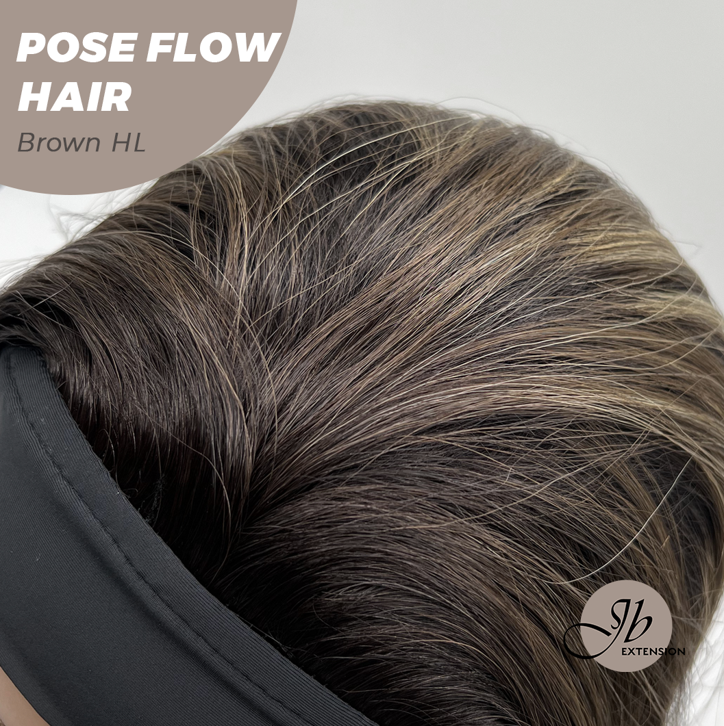 JBEXTENSION 18 Inches Brown with Highlight Headband Wig POSE FLOW HAIR - BROWN HIGHLIGHT