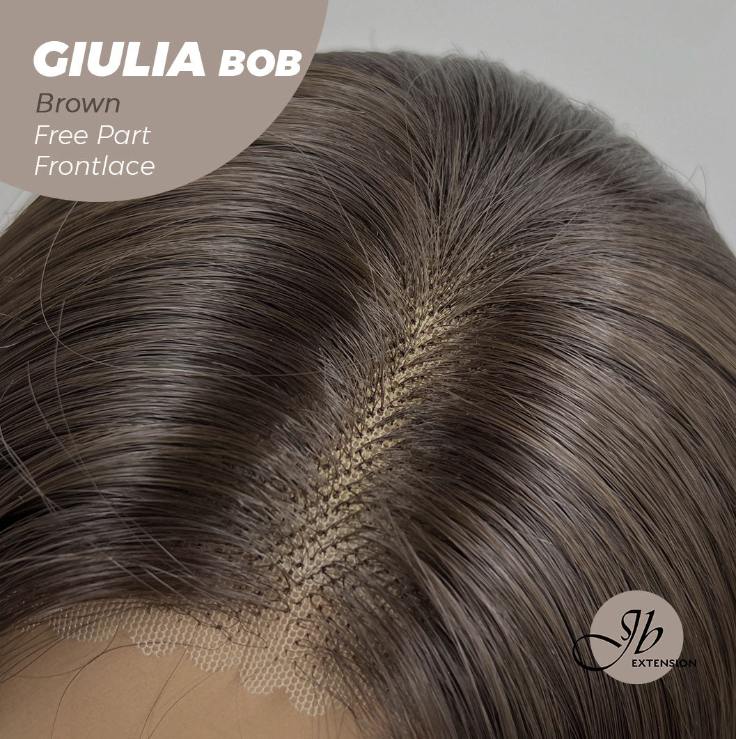 JBEXTENSION 14 Inches Bob Cut Brown Frontlace Glueless Wig GIULIA BOB BROWN (FREE PARTING)