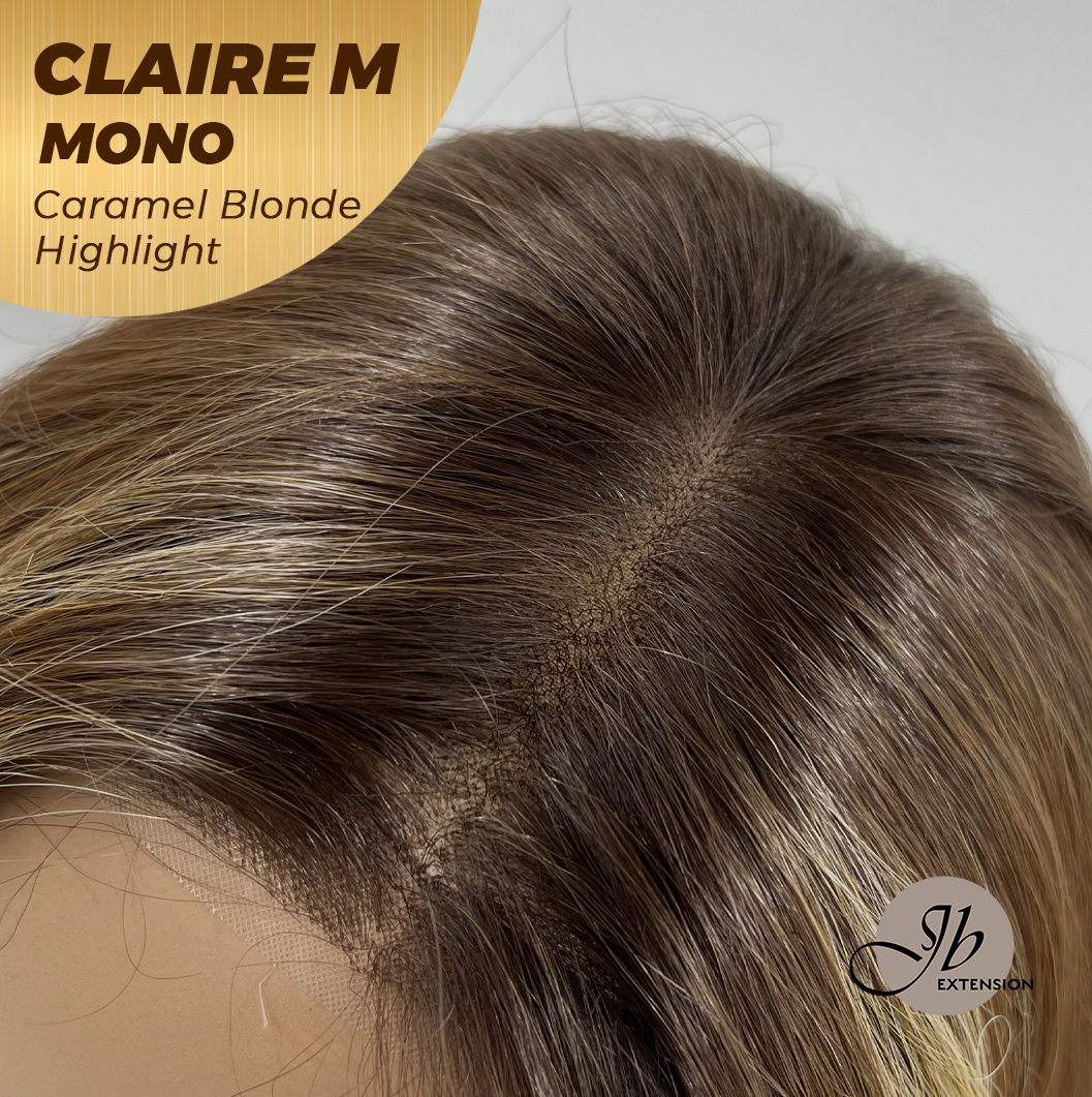 HOT OF SEASON - JBEXTENSION CLAIRE MONO CARAMEL BLONDE HIGHLIGHT Partial Monofilament Wig 22 Inches Caramel Blonde Highlight Partial Mono Lace Glueless Wig CLAIRE MONO CARAMEL BLONDE HIGHLIGHT【BENDY EAR TABS】
