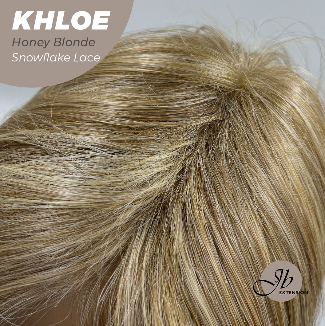 JBEXTENSION 12 Inches Bob Cut Honey Blonde Pre-Cut Snowflake Lace Frontlace Glueless Wig KHLOE HONEY BLONDE【PERMATEASE】【BENDY EAR TABS】